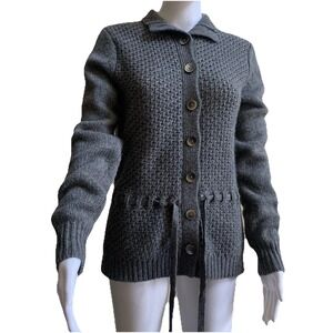 BANANA REPUBLIC women's Sweater SZ-M 61%W00L bland‎ Gray Cardigan adjustable WST